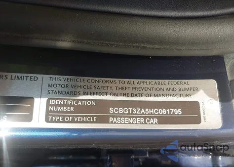 2017 Bentley Continental Gt V8 z USA, uszkodzony, nr VIN SCBGT3ZA5HC061795